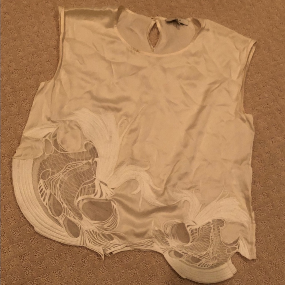 COPY - Iro white silk and lace embroidered shirt